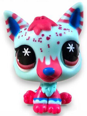 Hasbro Littlest Pet Shop Sweet N Sour #371 German Shepherd Dog Blue Red G7 LPS